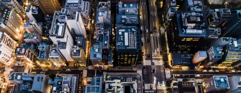 Aerial photograph of the night view of the city -