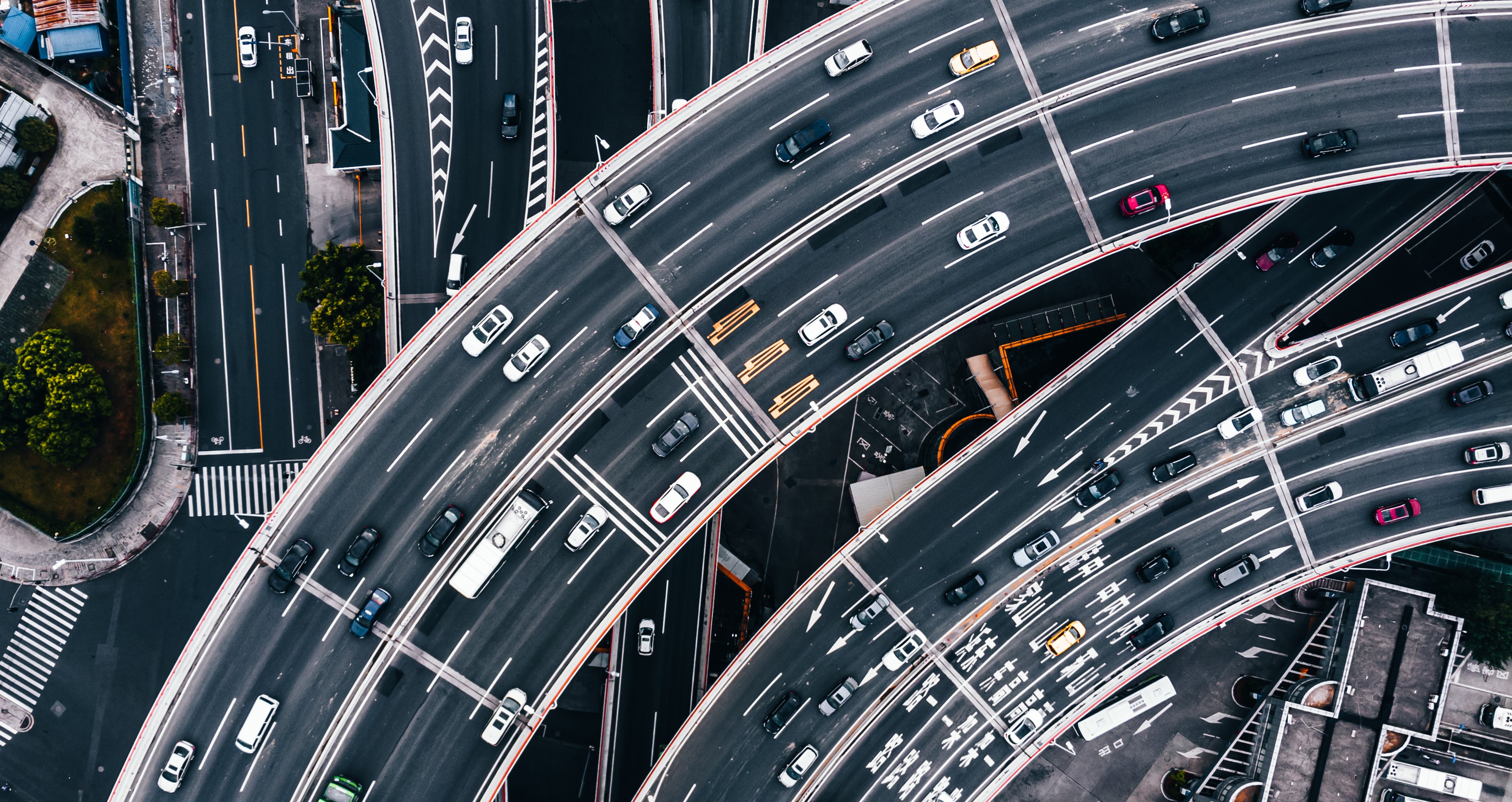 Vista aérea de las carreteras