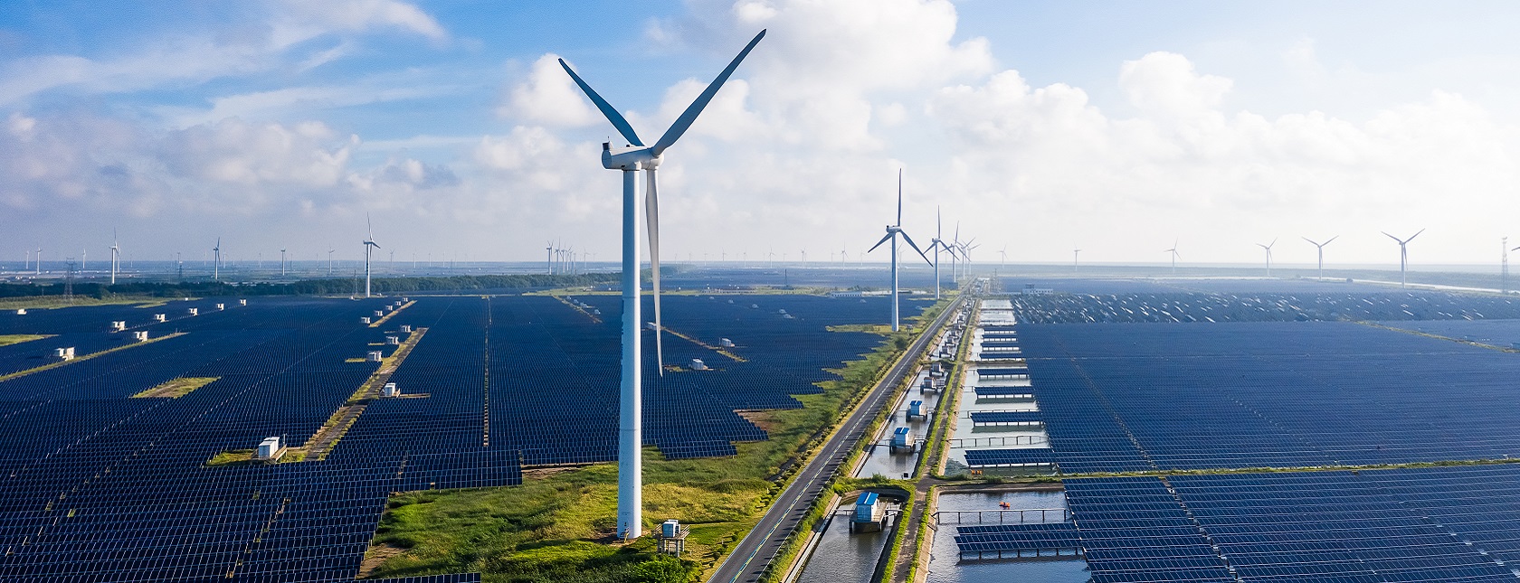 Windmills and solar panels 