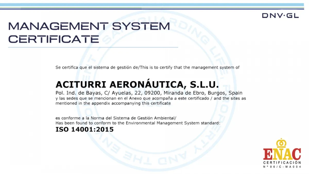 Recert ISO 14001 ACITURRI